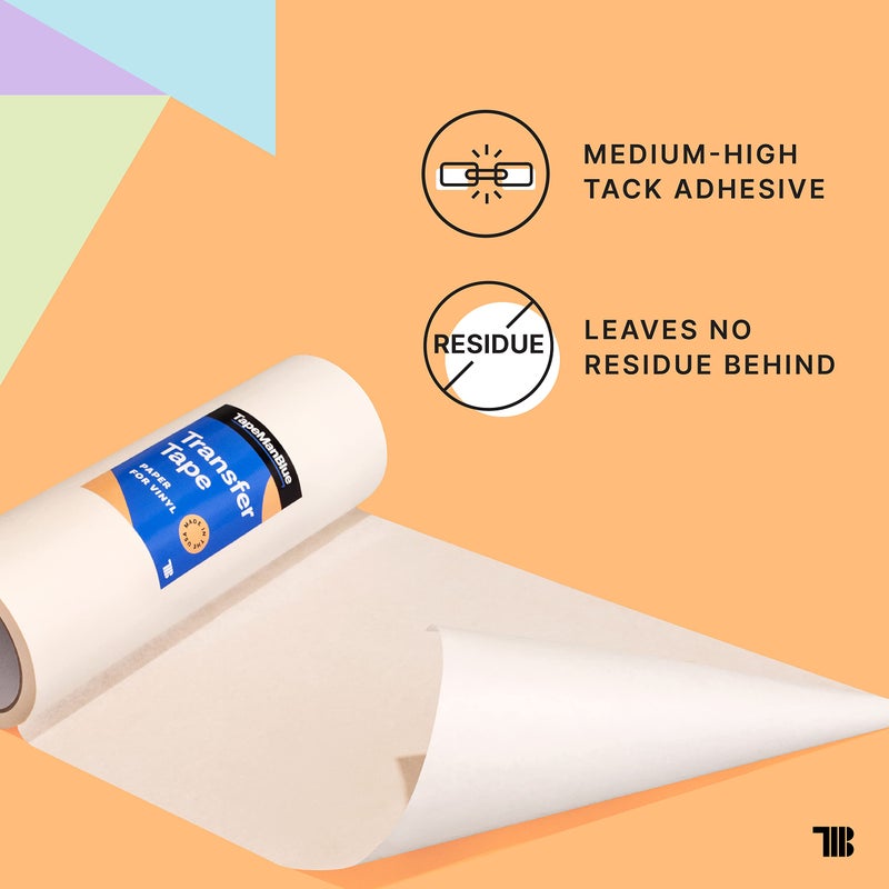 TapeManBlue 12" x 100' Roll of Paper Transfer Tape for Vinyl, Made in America, Premium-Grade Transfer Paper for Vinyl with Layflat Adhesive for Crafts, Decals, and Letters - Image 3